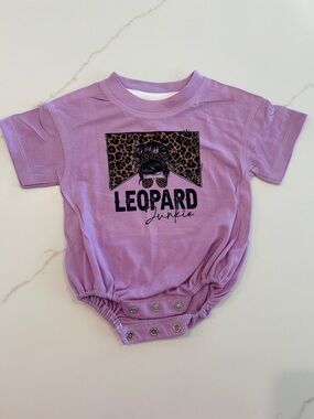 Lilac "Leopard Junkie" Graphic Baby Romper